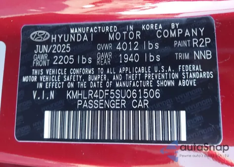 2025 Hyundai Elantra N Line z USA, uszkodzony, nr VIN KMHLR4DF5SU061506